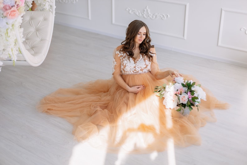 Nude Baby Shower Dress Beige Maternity Dress for Photo Shoot Etsy