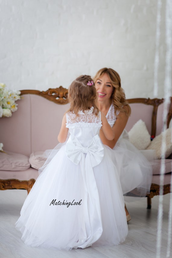 Matchinglook White Flower Girl Dress