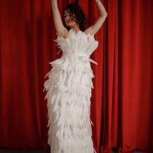Fitted Feather Maxi Wedding Dress, Bridal Long A-line Feather Dress ...