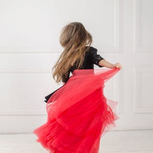 Red And Black Girl Dress, Flower Girl Dress, Tutu Tulle Dress, Pageant Dress, Special Occasion Dress, Baby Girl Lace Dress,Formal Girl Dress image 5