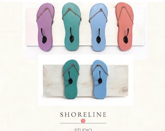 Handmade Wooden Flip Flop Towel Rack / Beach Poolside hooks /Swimsuit Hook /Poolside towel holder / hot tub towel racks /outdoor wall hooks