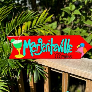 Margaritaville Sign / Jimmy Buffett / Arrow Sign / Mileage sign / Tropical Wooden Signs / Key West signs /mile marker/ 5 o&#39;clock somewhere