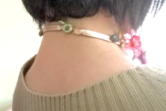 Halsband Halskette Blumenkette Kombi Hüftgürtel Leder Blume Rose Lederblume groß