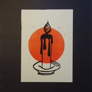 Candle - Linocut Print 5&quot;X7&quot; (B)