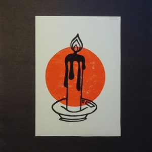 Candle - Linocut Print 5&quot;X7&quot; (A)