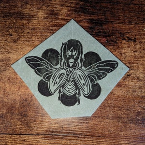 Stag Beetle Linocut Print Iron-On Patch