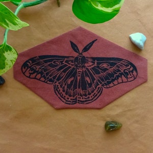 Cecropia Moth Iron-On Patch - Block Print (A)