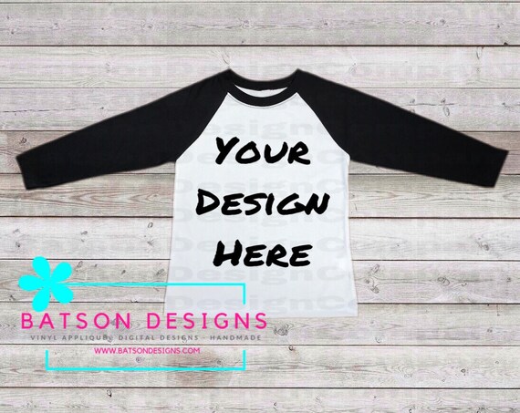 Black Sleeve Baseball Style Shirt Mockup Instant Download