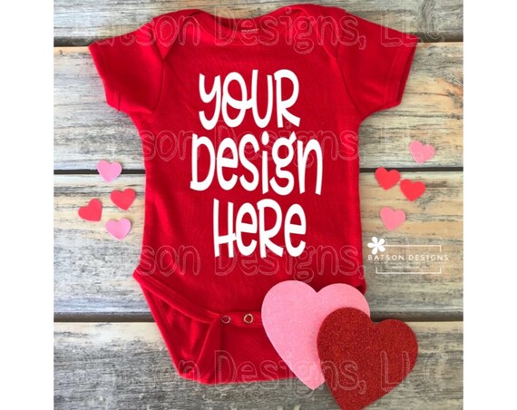 Valentines Red One Piece Bodysuit Instant Download Mockup