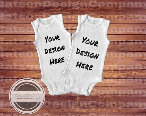 2 Sleeveless One Piece Bodysuits Mockup Instant Download 2 Sleeveless One Piece Bodysuits Mockup Instant Download