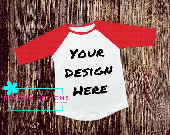 Red Sleeve Baseball Style Shirt Mockup Instant Download Red Sleeve Baseball Style Shirt Mockup Instant Download