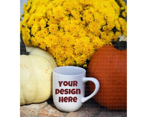 Fall Scene White Coffee Cup Mockup Instant Download Fall Scene White Coffee Cup Mockup Instant Download