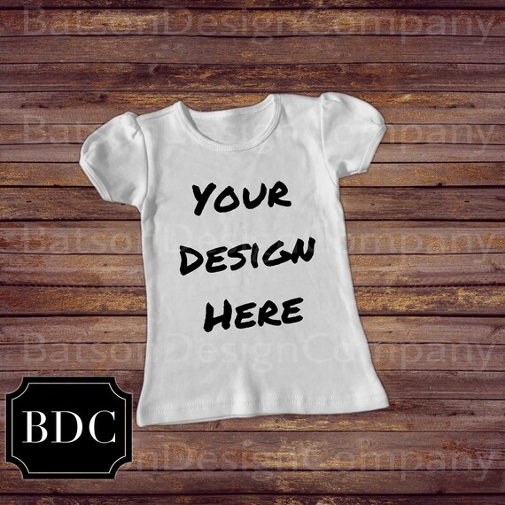 Girls White Short Sleeve Shirt Mockup Instant Download