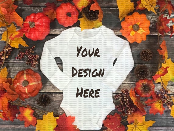 White Long Sleeve One Piece Bodysuit Fall Leave And White Long Sleeve One Piece Bodysuit Fall Leave And