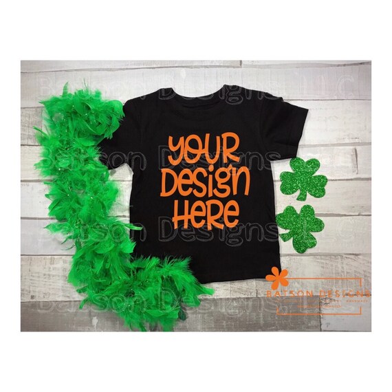 St Patricks Day Black Shirt Instant Download Mockup Shamrock