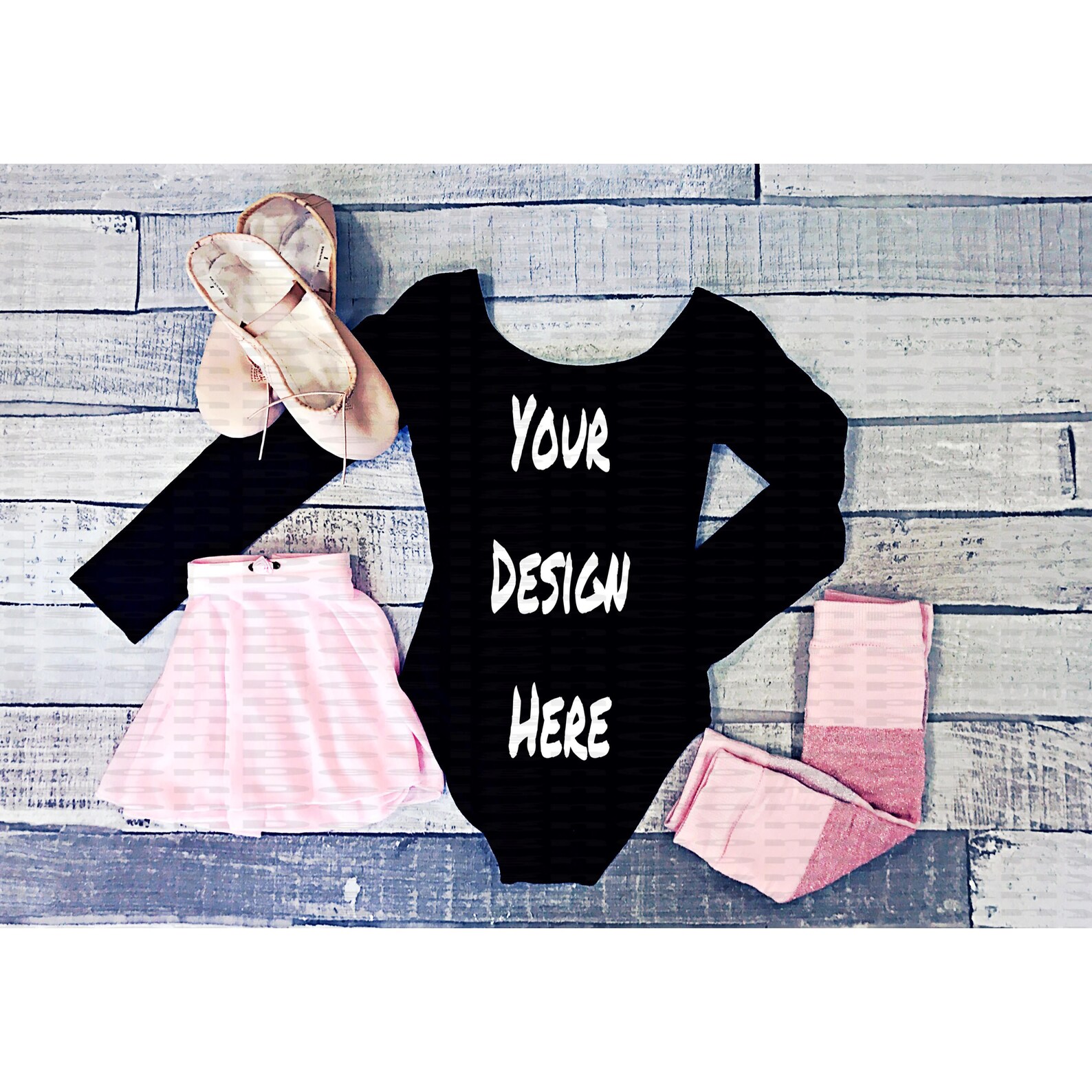 long sleeve black leotard mockup instant download | mock-up with props ballet shoes tumble dance black gymnastics instant downlo