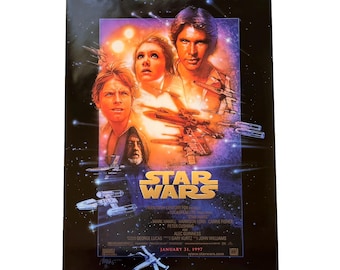 Póster original de la película Star Wars, edición especial de 1997, 68 x 101 cm (versión B), obra de Drew Struzan: Una nueva esperanza.