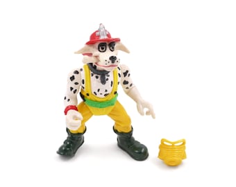 Hot Spot Vintage 1993 Teenage Mutant Ninja Turtles Action Figure - Dalmatian Fireman Figure with Mask