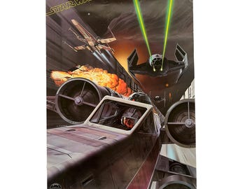 Original Vintage 1977 Star Wars Fan Club 20x28" Poster - Ralph McQuarrie Artwork - Death Star Trench Run