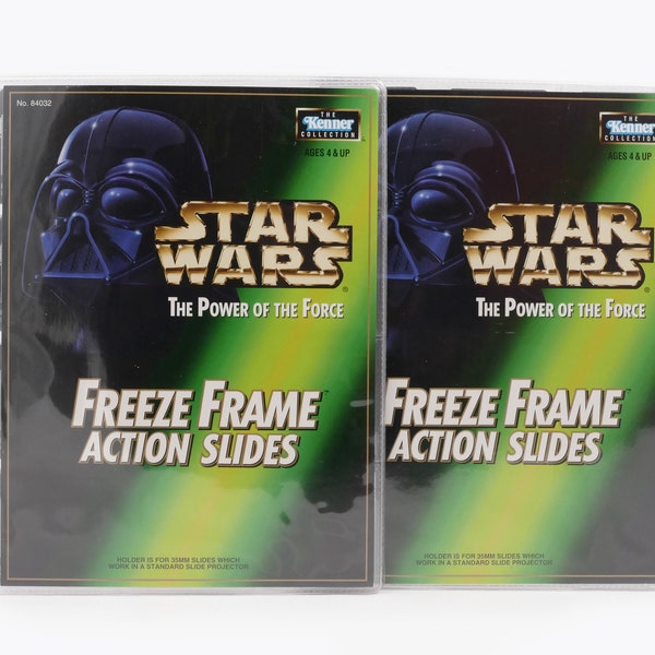 Star Wars 1998 Power of the Force Freeze Frame Action Slides Albums - Two Display Folders with 24 Total Slides - Rare Mail-In-Offer Folders