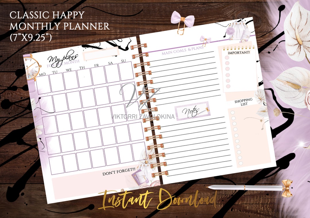 Classic Happy Monthly Planner Printable Pages - Happy Planner Inserts ...