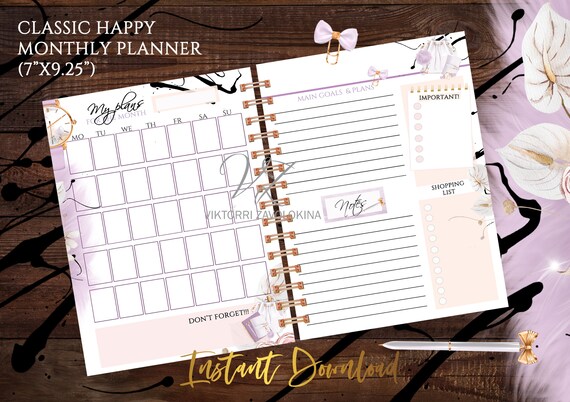 Classic Happy Monthly Planner Printable Pages Happy Planner | Etsy