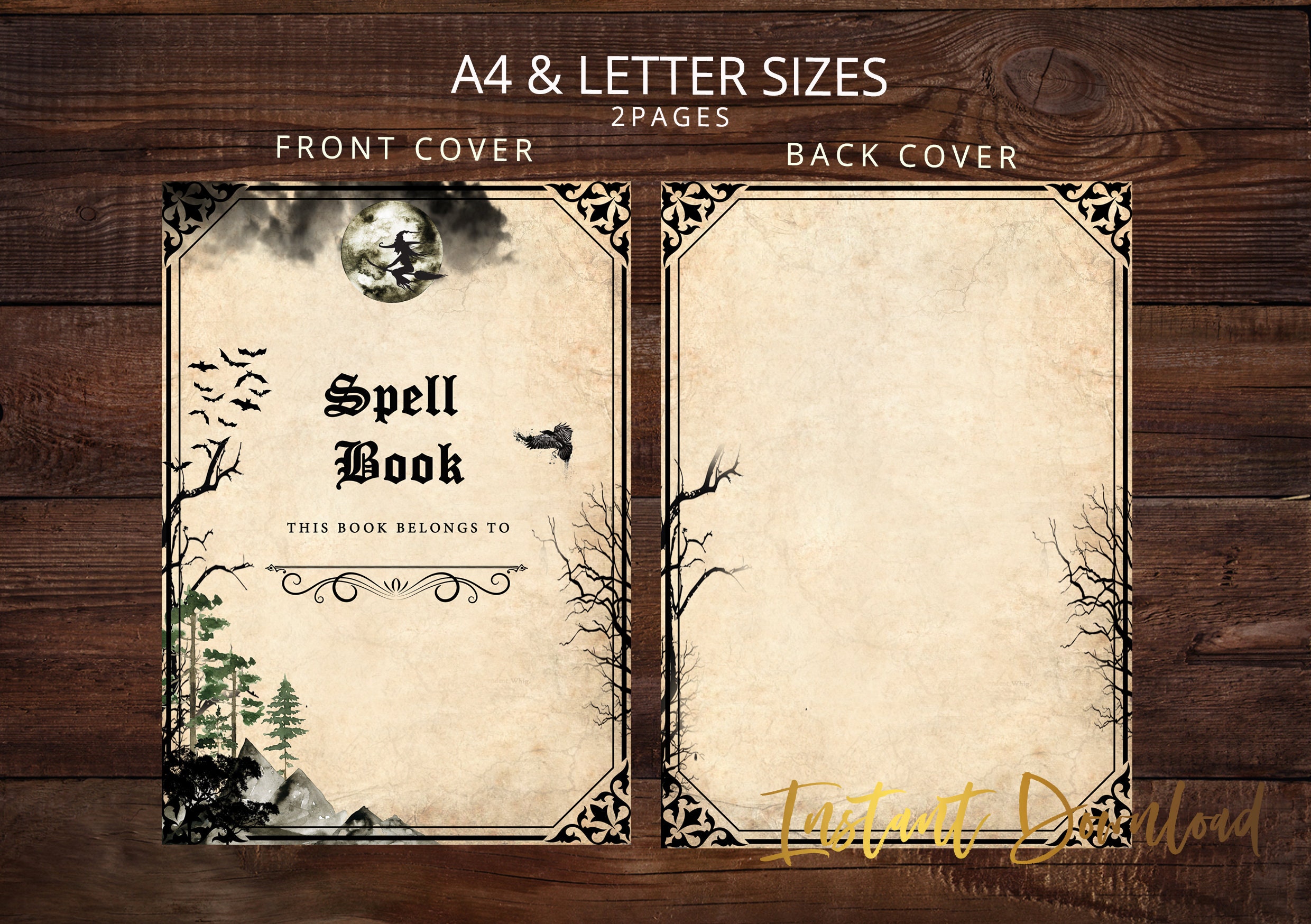 Witch Spell Book Printable - Grimoire Book of Shadows Pages Cover ...