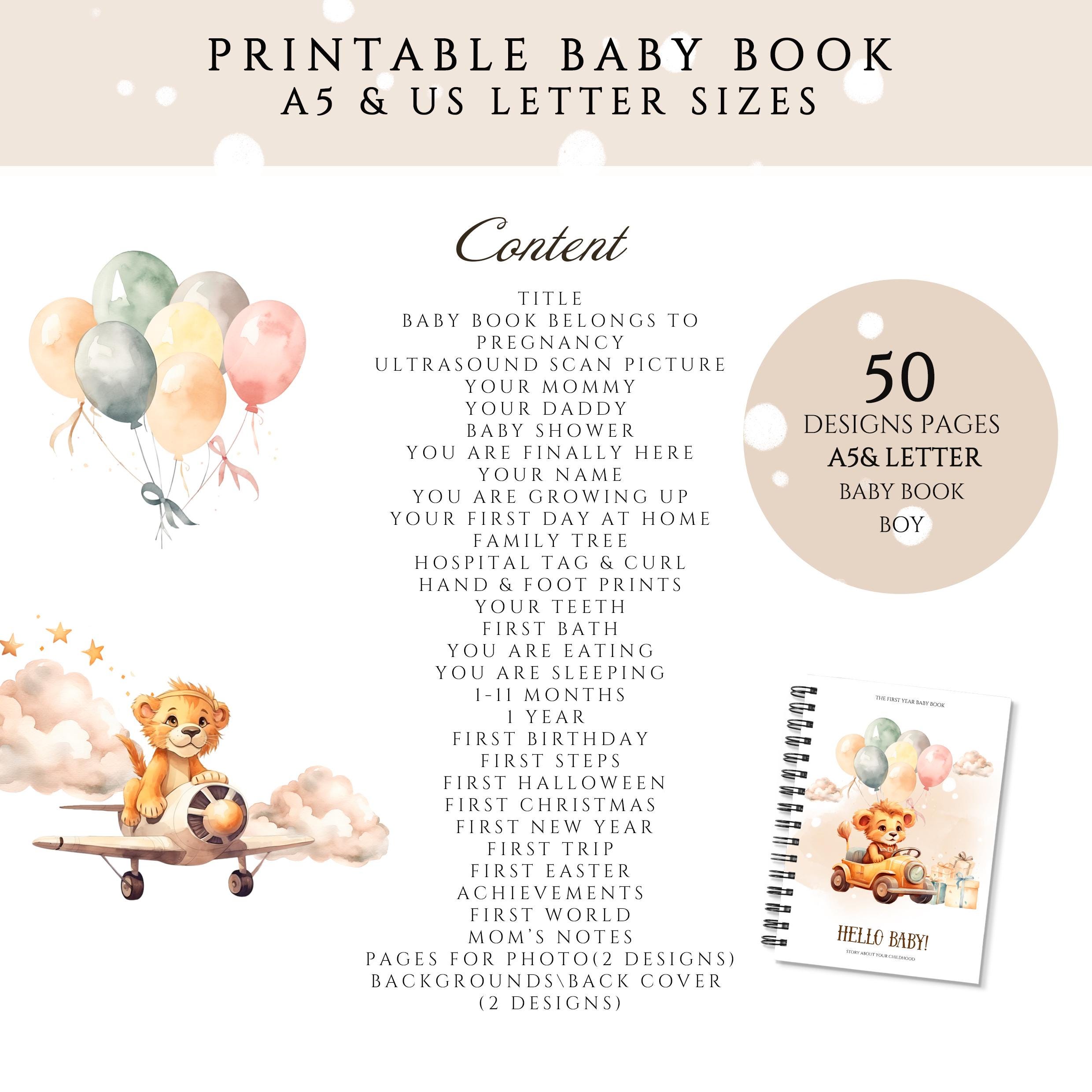 Printable Baby Memory Book Pages, Lion First Year Baby Keepsake Journal ...