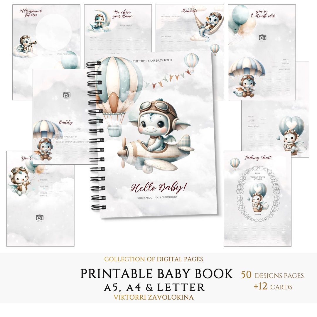Printable Baby Memory Book Pages, First Year Baby Keepsake Journal ...