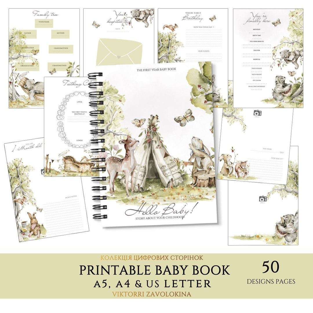 Printable Baby Memory Book Pages, First Year Baby Keepsake Journal ...