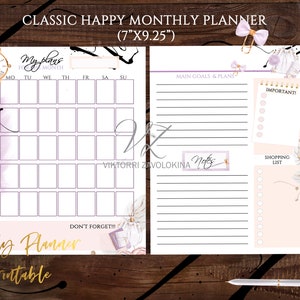 Classic Happy Monthly Planner Printable Pages - Happy Planner Inserts ...