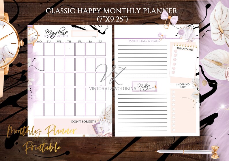 Classic Happy Monthly Planner Printable Pages - Happy Planner Inserts ...