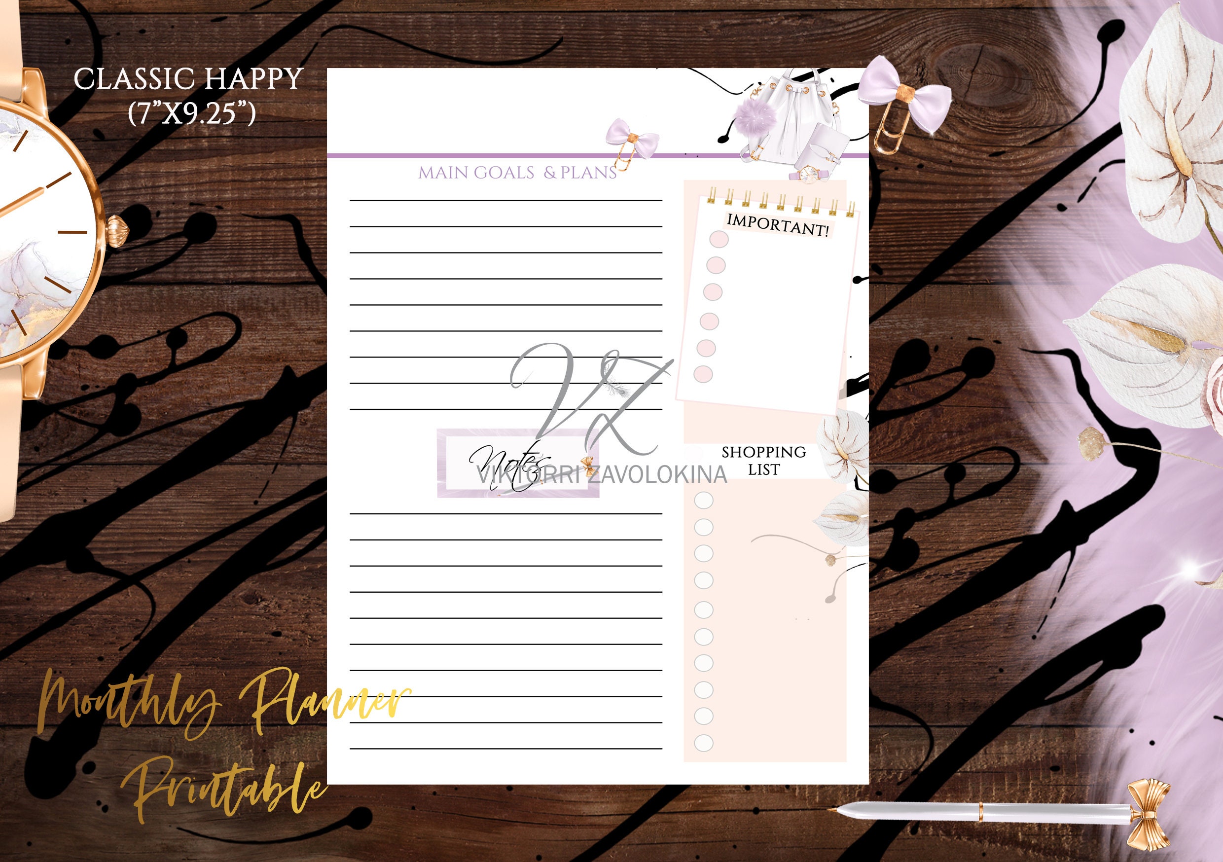 Classic Happy Monthly Planner Printable Pages - Happy Planner Inserts ...