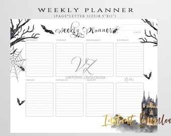Hexen-Wochenplaner zum Ausdrucken – Wochenplaner-To-Do-Liste – Wochenplaner – Halloween-Wochenplan