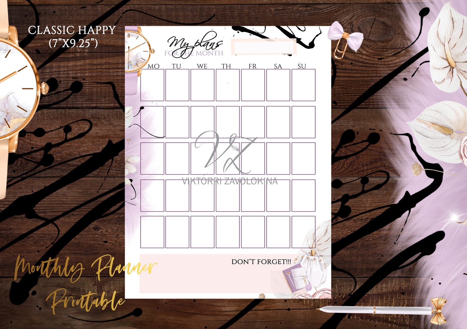 Classic Happy Monthly Planner Printable Pages - Happy Planner Inserts ...