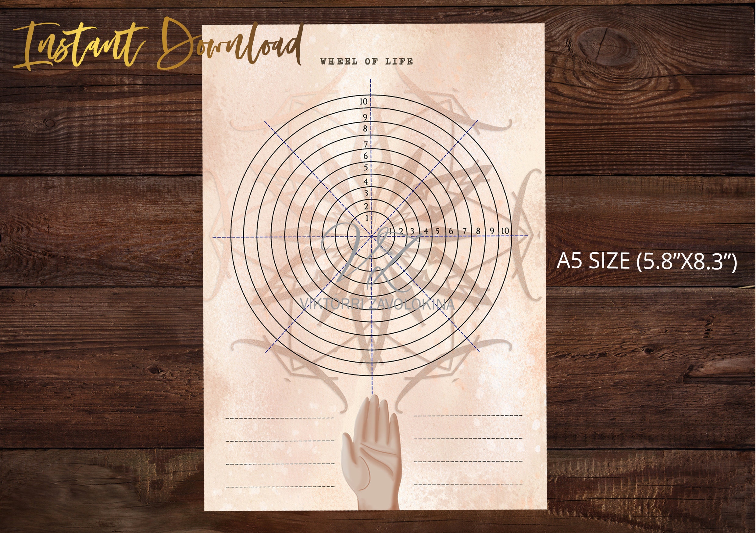 A5 Wheel of Life Printable PDF - Wheel of Life Balance - Owl, Moon ...