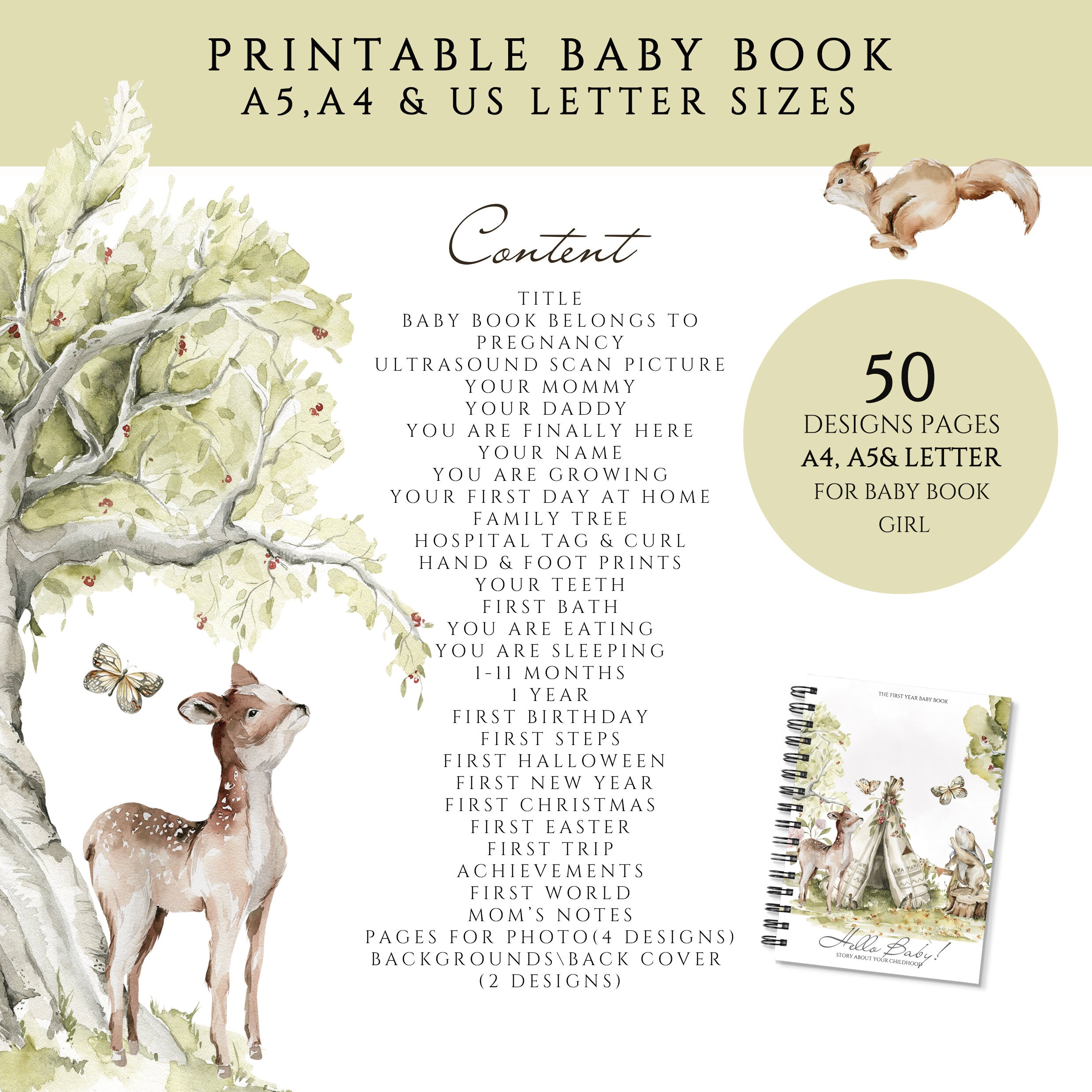 Printable Baby Memory Book Pages, First Year Baby Keepsake Journal ...