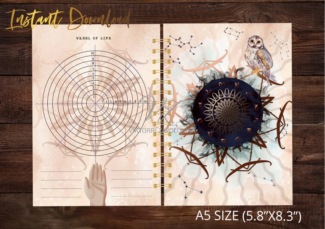 A5 Wheel of Life Printable PDF - Wheel of Life Balance - Owl, Moon ...