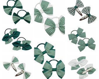 School Hair Bows Gingham Hair Bows Clips Checked Bows Hair Bobbles