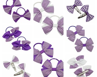 School Hair Bows Gingham Hair Bows Clips Checked Bows Hair Bobbles