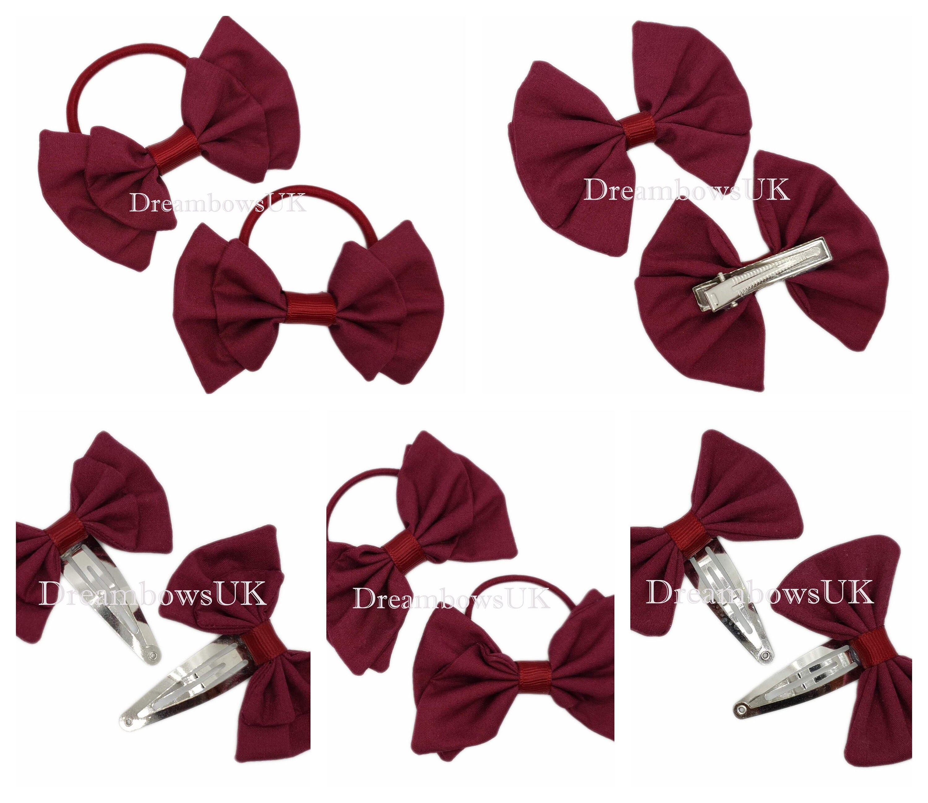 Pastry 2 Ribbon Hair Bow, Houndstooth/Maroon