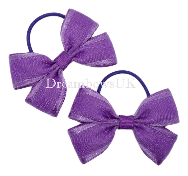 2x Purple hair bows on thin bobbles SALE bows, last design image 1