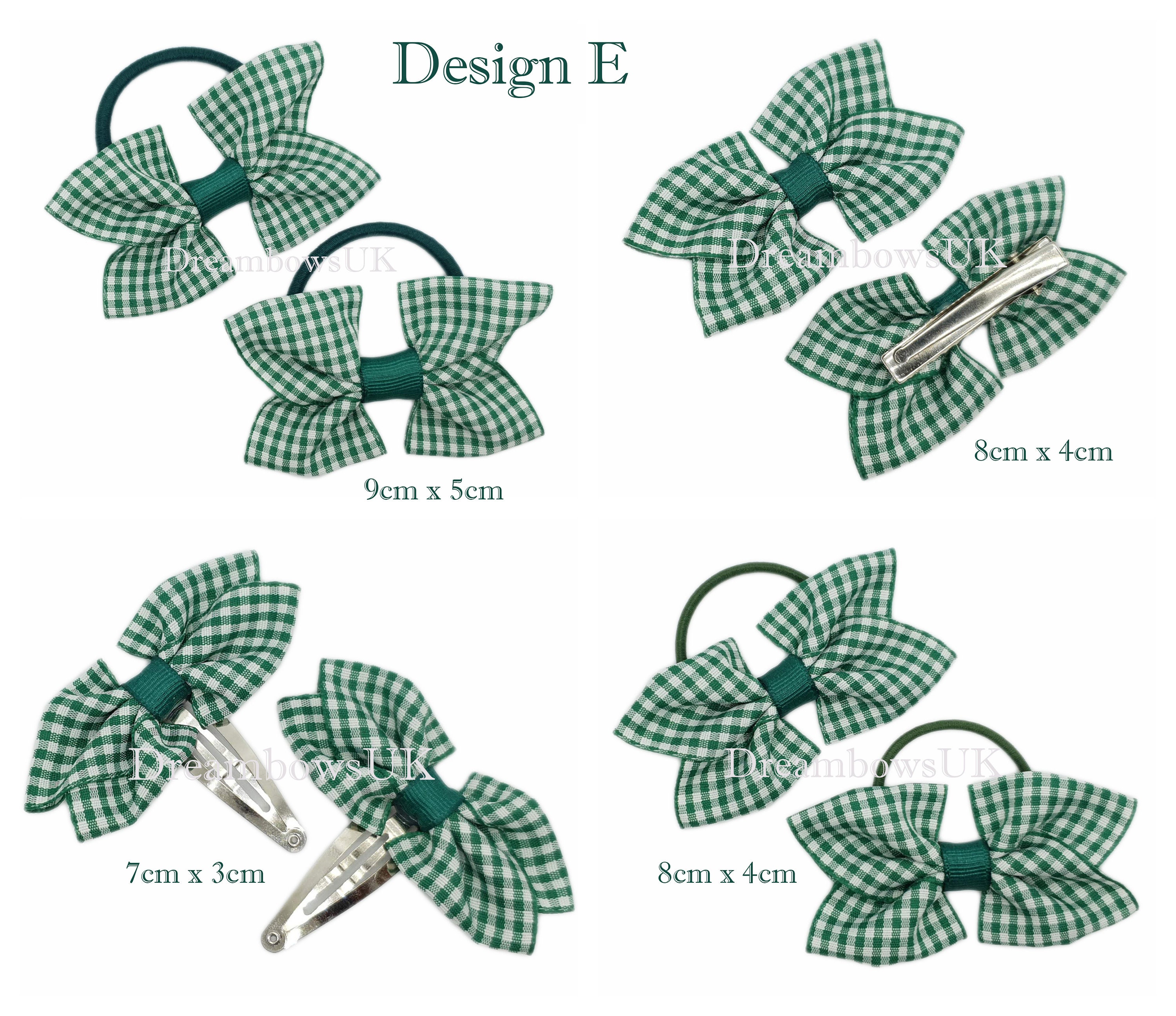 Bottle Green Gingham Hair Bows Hair Accessories Checked Etsy UK