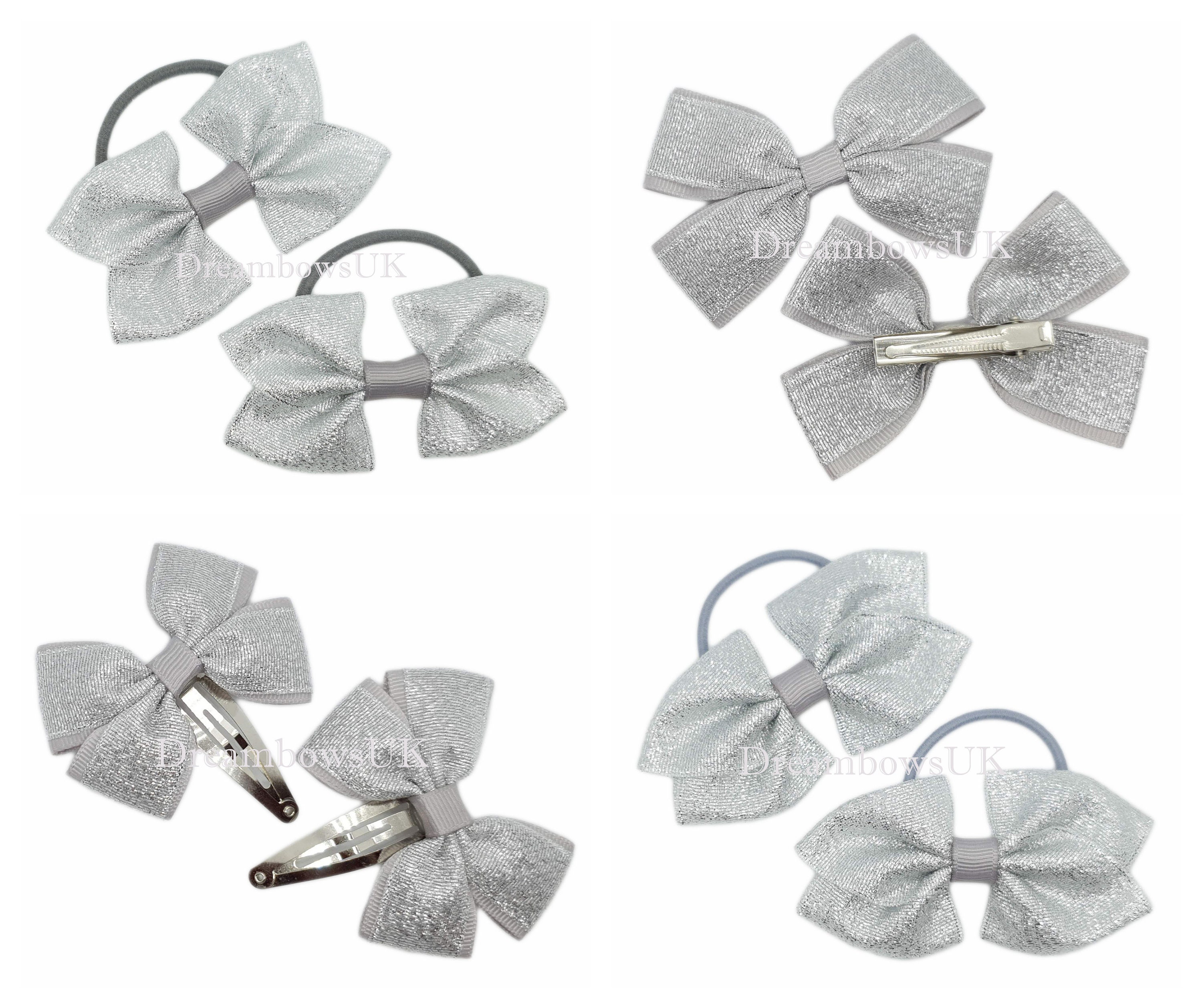 Silver glitter hair accessories hair bows Bobbles and hair Etsy