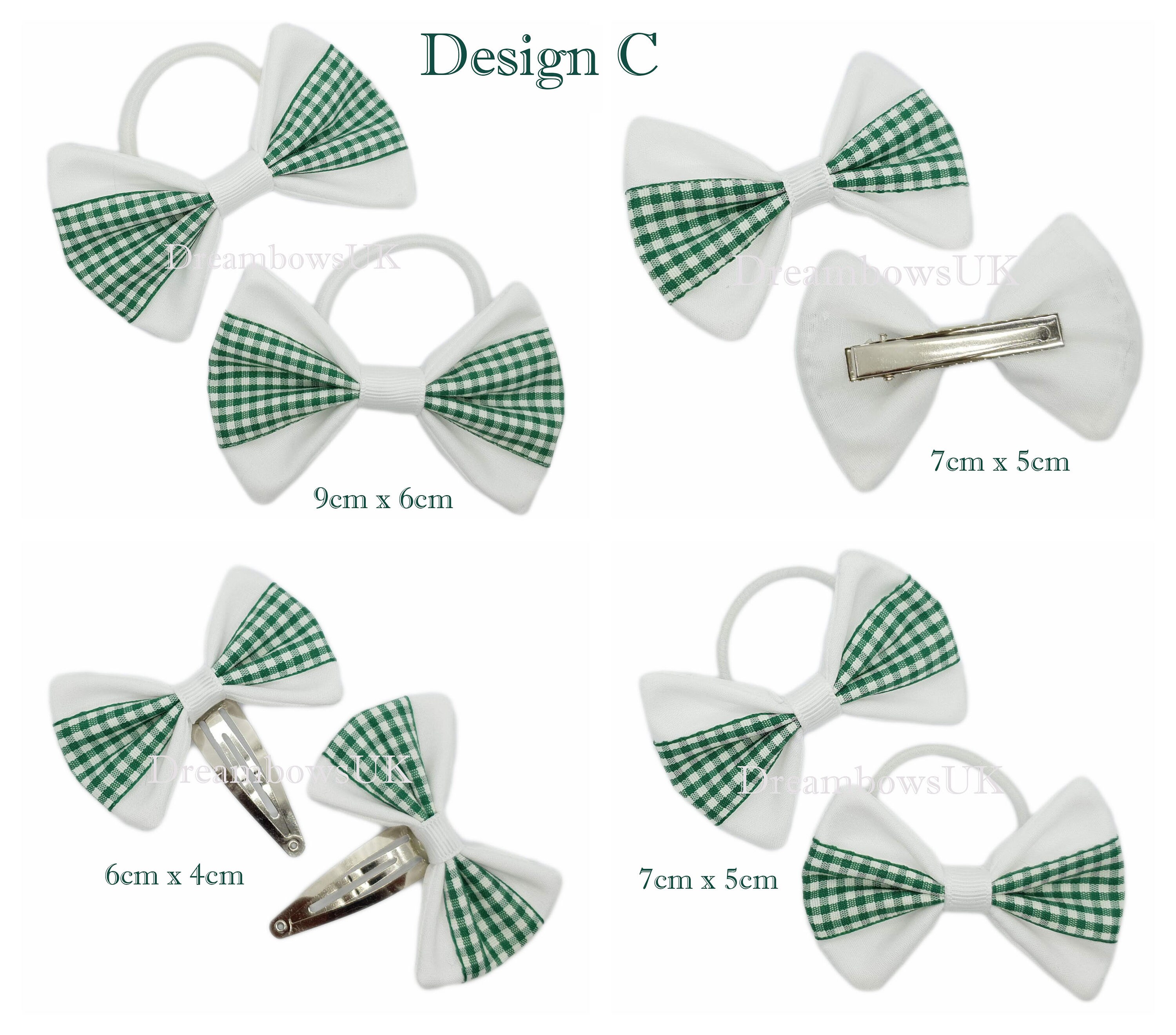 Bottle Green Gingham Hair Bows Hair Accessories Checked Etsy UK