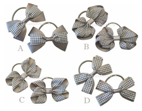 Royal blue and red organza hair bows on thick bobbles girls school accessories