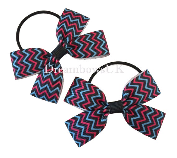 Chevron Design Ribbon Hair Bows Thin Hair Bobbles Hair Ties Etsy