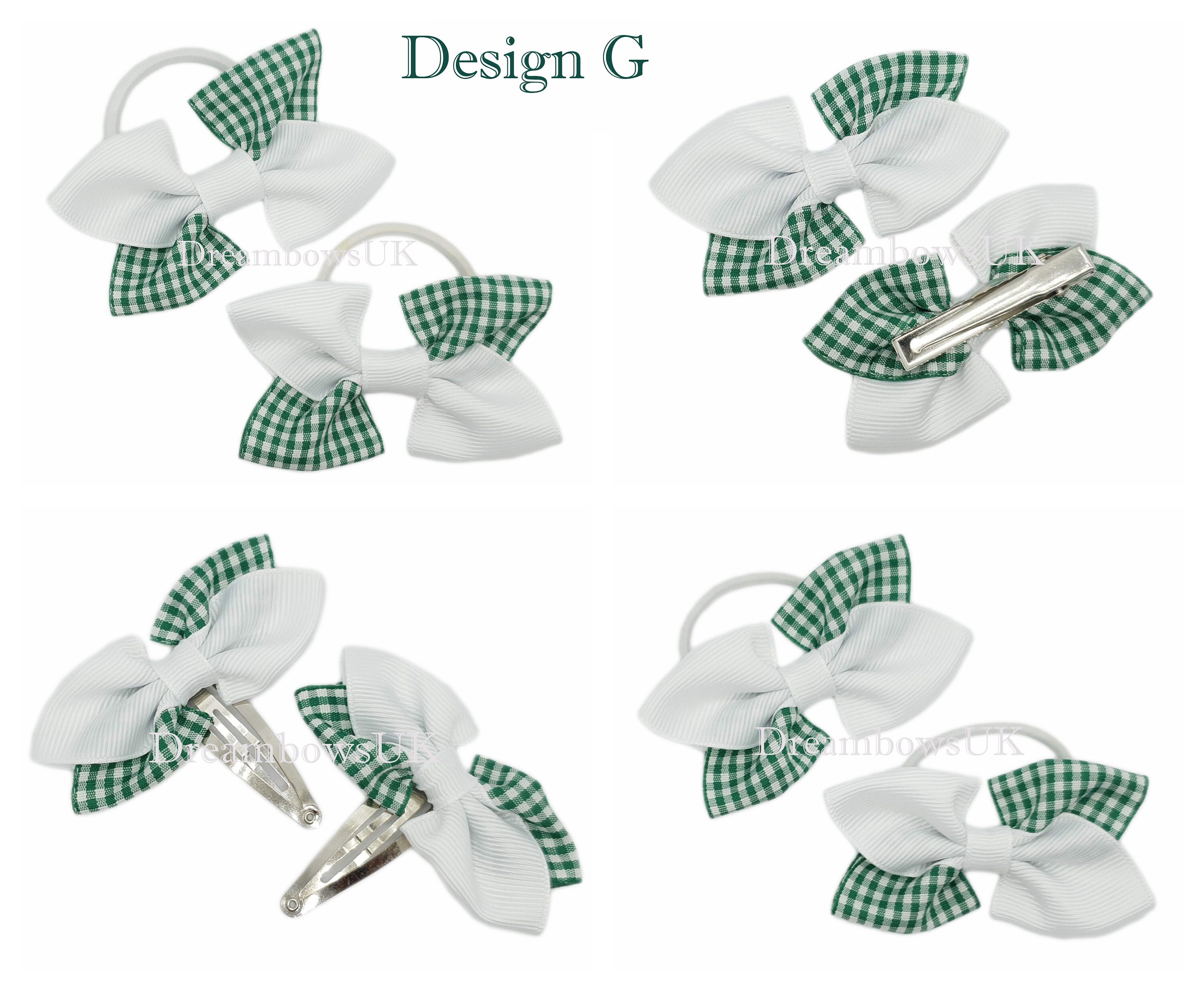 Bottle green gingham hair bows hair accessories checked Etsy