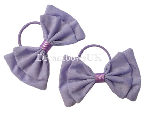 Lilac or Blue Set of Two Girls Polka Dot Organza /& Satin Bow Hair Bands Pink