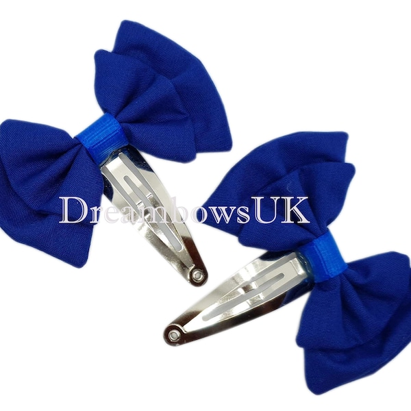 Elegant Royal Blue School Bows on snap clips